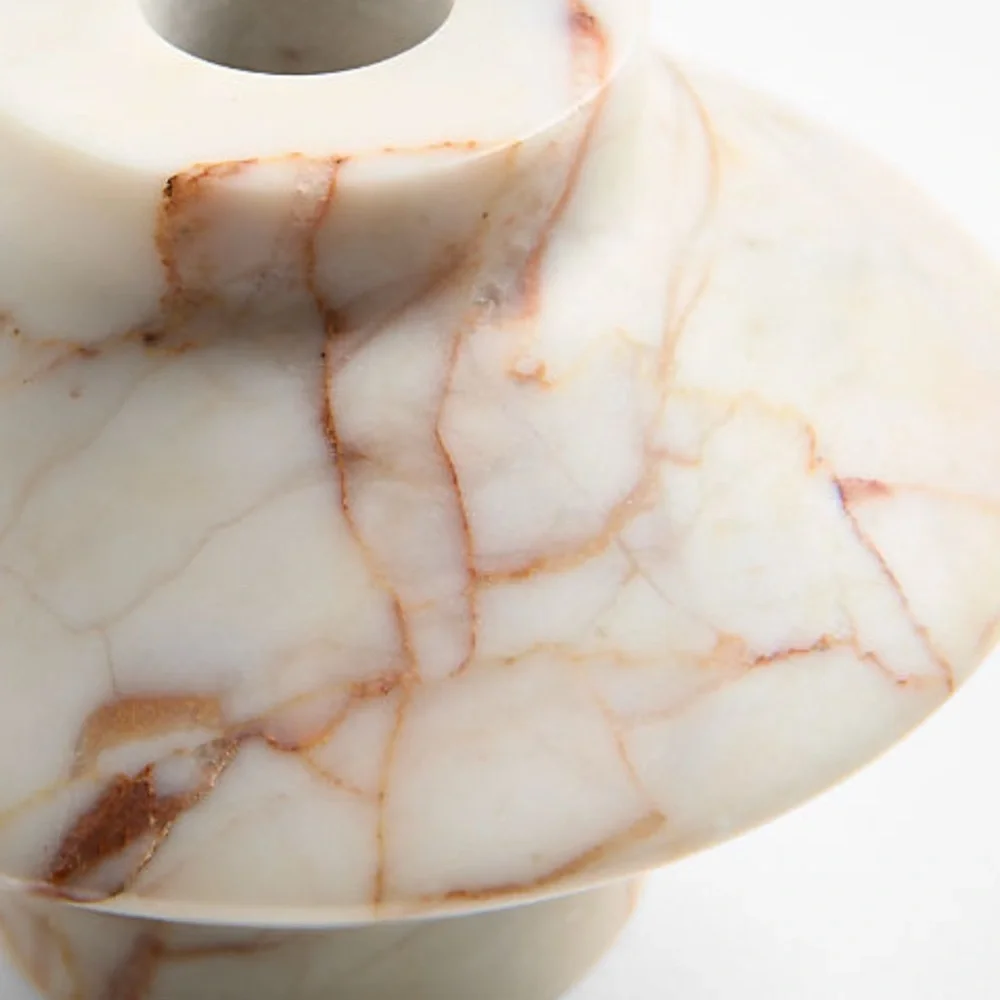 New! Crate&Barrel Ivory Pinkie Marble Candle Holder